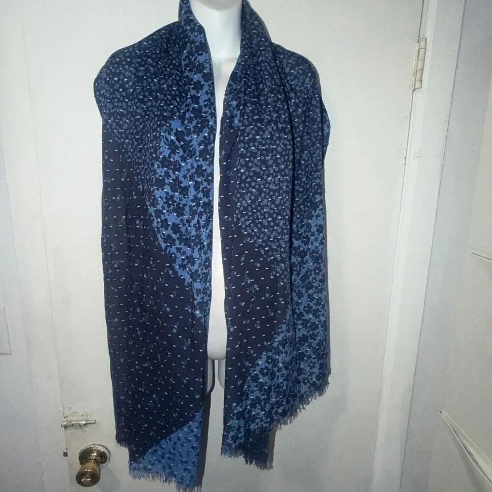 Blue Floral Cotton Scarf